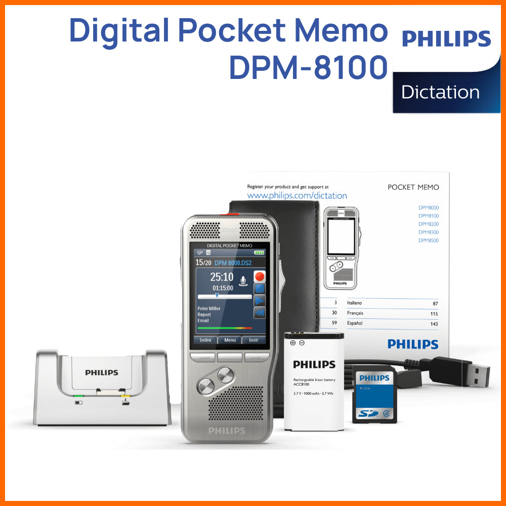 Philips Dictation Digital Pocket Memo Dictaphone DPM 8000 Series