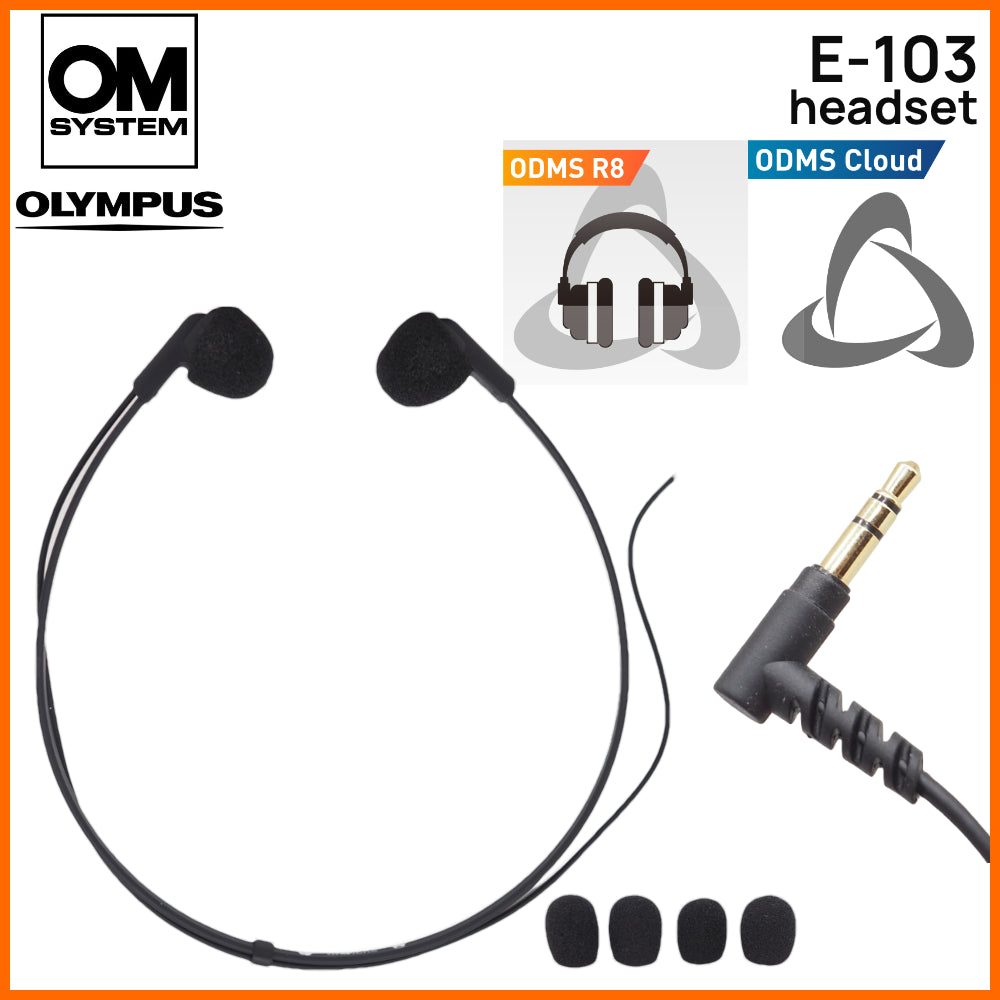 Olympus E-103 typing headset includes four spare foam ear tip sponges CM358300