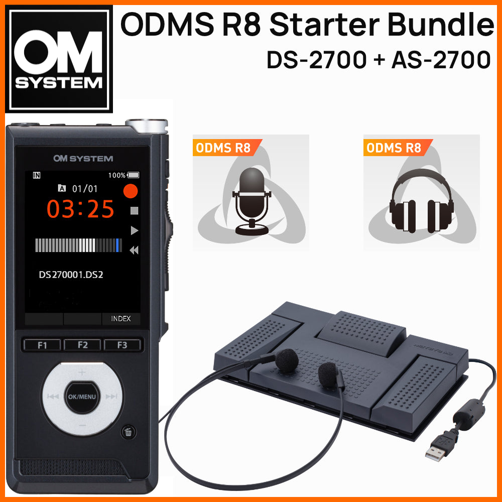 OM System On-Premise ODMS R8 Dictaphone DS2700 Transcription AS2700 Bundle Australia