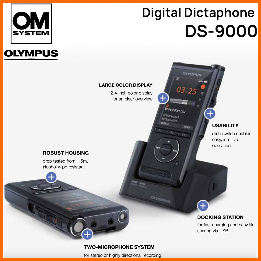 Olympus DS-9000 Pro Digital Dictation Dictaphone Kit for Windows & Mac
