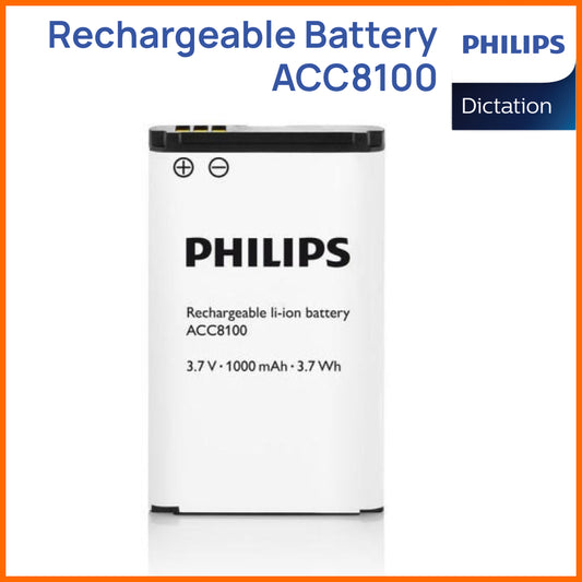 Philips Dictation ACC8100 Spare Rechargeable battery for DPM 8000 series dictaphones Australa