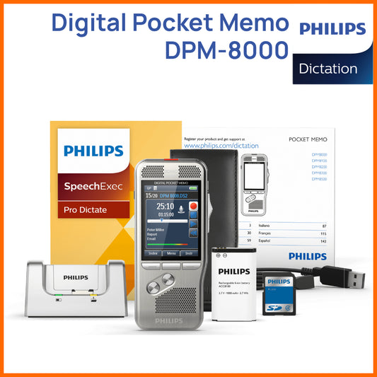 Philips Dictation Digital Pocket Memo Dictaphone DPM 8000 Series