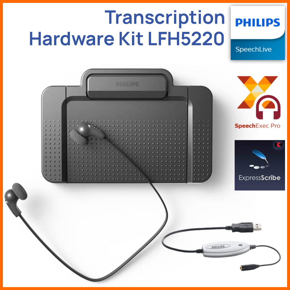 Philips LFH-5220 Transcription Typing Hardware kit for Windows and Mac Speechlive Speechexec pro compatible